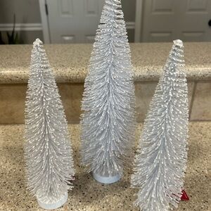 Ashland White Glitter Bottle Brush Tree Trio